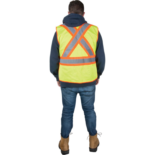 Flame-Resistant Surveyor Vest, High Visibility Lime-Yellow, 2X-Large, Polyester - Zenith Safety Products 