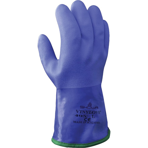 Gant isol&eacute; compl&egrave;tement enduit Atlas 495, Taille Grand/9, 11,8" lo, PVC, Doublure en Acrylique/Coton, Gant de calibre hiver - Showa 495-L.EU