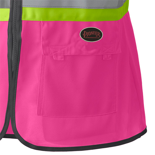 139PK Women's Safety Vest, Pink, Medium, Polyester - Pioneer V1021840-M