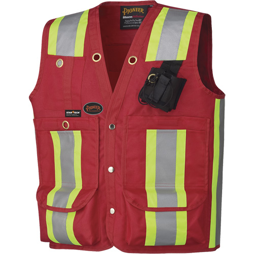695 Veste de s&eacute;curit&eacute; pour arpenteur et superviseur, Rouge, Petit, Polyester - Pioneer V1010710-S