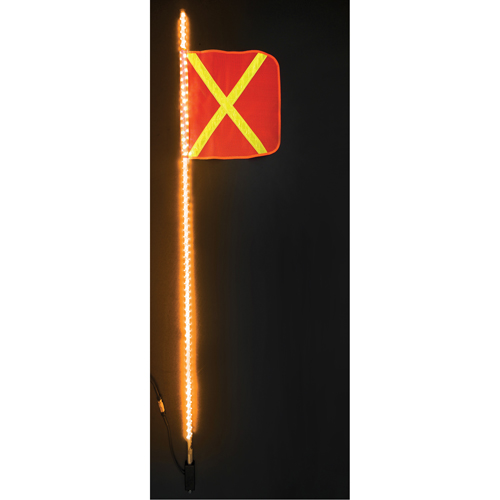 Safety Whip&reg; Heavy-Duty LED Whips, Hitch Mount, 6 High, Orange with Reflective - Driver Industrial Safety SDL06A-XY