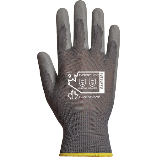 Superior Touch&reg; String Knit Gloves, 6/X-Small, Polyurethane Coating, 13 Gauge, Polyester Shell - Superior Glove Works Ltd. S13GPPU-6