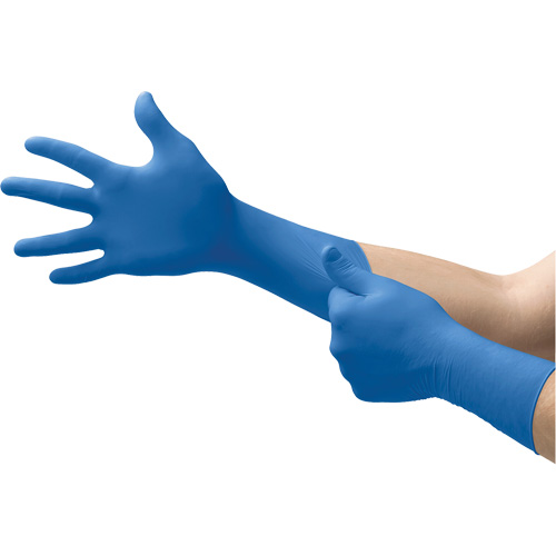 Gants dexamen m&eacute;dical Microflex SafeGrip SG-375, Grand, Latex, 11 mils, Sans poudre, Bleu, Classe 2 - Microflex SG-375-L