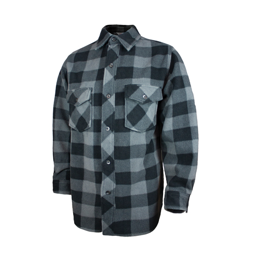 Chemise &agrave; carreaux en molleton solaire, Hommes, Grand, Gris - Tough Duck I96411-GREY-L