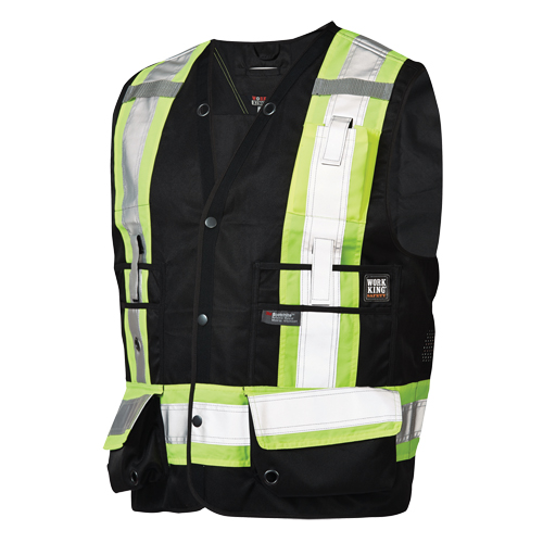 Surveyor Safety Vest, Black, Medium, Polyester - Tough Duck S31311-BLACK-M