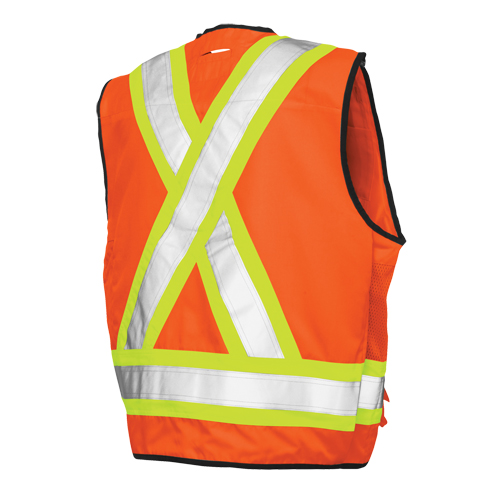 Surveyor Safety Vest, High Visibility Orange, 3X-Large, Polyester - Tough Duck S31321-FLOR-3XL