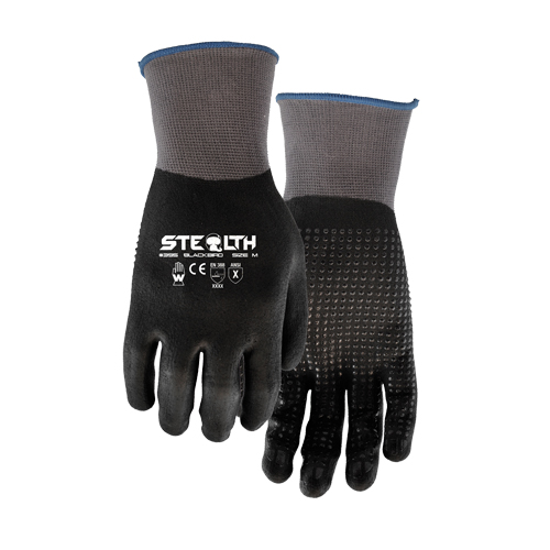 Gants 395 Stealth Blackbird, 9/Grand, Rev&ecirc;tement Mousse de nitrile, Calibre 15, Enveloppe en Nylon - Watson Gloves 395-L