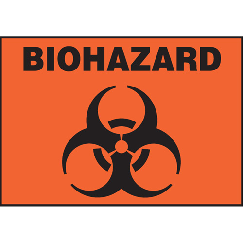 &eacute;tiquette de s&eacute;curit&eacute; pour danger biologique, 3,5" x 5", Vinyle, Anglais avec pictogramme - Accuform NMC LBHZ506XVE