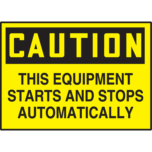 &eacute;tiquette  Starts & Stops Automatically , 3,5" x 5", Vinyle, Anglais - Accuform NMC LEQM782XVE