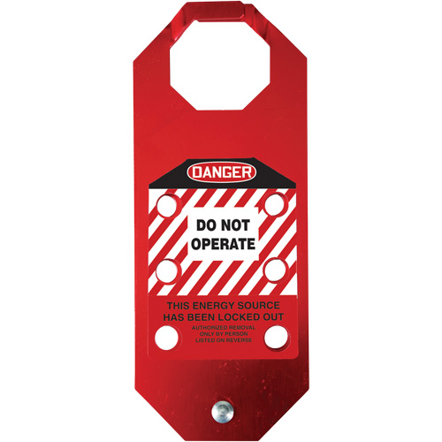 Moraillon de verrouillage pr&eacute;venant l'utilisation conforme aux normes OSHA Danger Stopout Aluma-Tag, Rouge - Accuform NMC KDH641