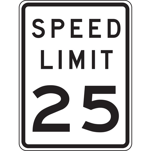 25 Km Speed Limit Sign, 24" x 18", Aluminum, English - Accuform NMC FRR22425HP