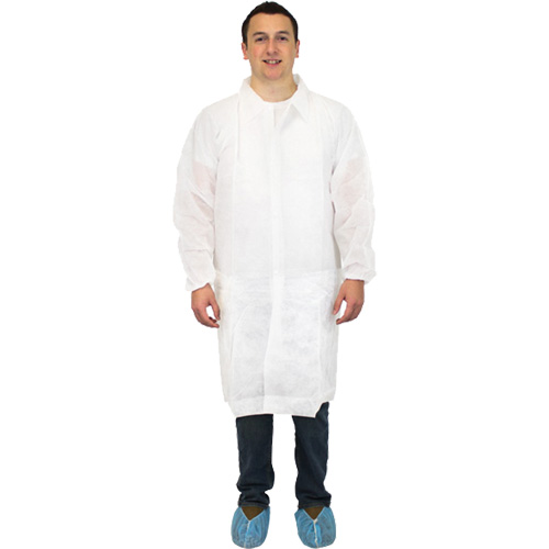 Lab Coat, Polypropylene, White, 2X-Large -  DLWH-2X-NP