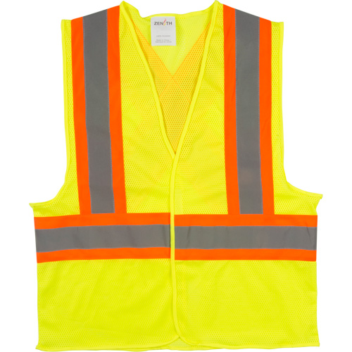 Traffic Safety Vest, High Visibility Lime-Yellow, Large, Polyester - Zenith Safety Products 