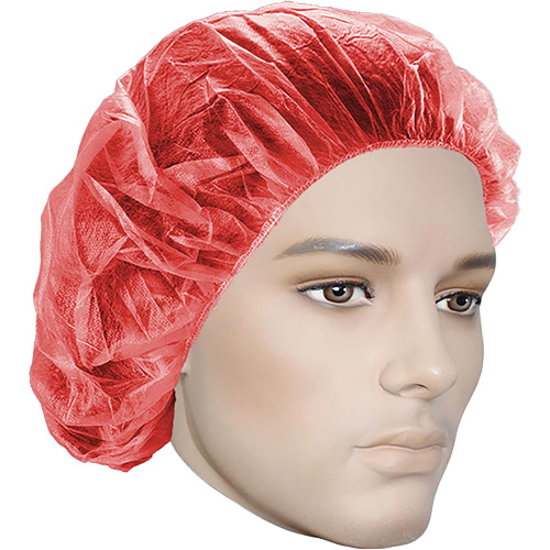 Bouffant Caps, Polypropylene, 21", Red - Ronco 170R-21