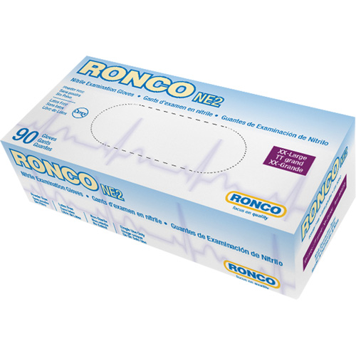 Disposable Gloves, 2X-Large, Nitrile, 4-mil, Powder-Free, Blue - Ronco 945XX