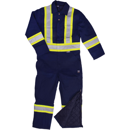 Combinaison en toile avec bandes r&eacute;fl&eacute;chissantes, Grand, Bleu marine - Tough Duck S78711-NAVY-L