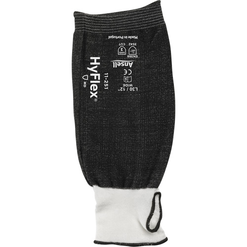 HyFlex&reg; Cut-Resistant Sleeve, HPPE, 12", ANSI/ISEA 105 Level 3, Black - Ansell 11251120-W