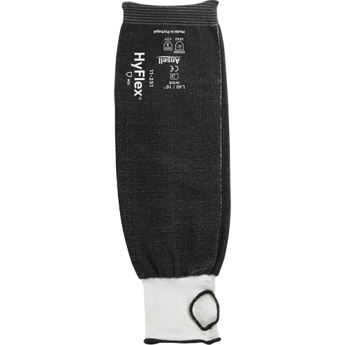HyFlex&reg; Cut-Resistant Sleeve, HPPE, 16", ANSI/ISEA 105 Level 3, Black - Ansell 11251160-W
