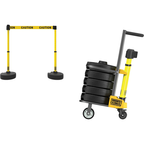PLUS Barrier Post Cart Kit, 75' L, Metal, Yellow - Banner Stakes PL4001