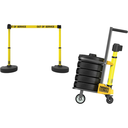 PLUS Barrier Post Cart Kit, 75' L, Metal, Yellow - Banner Stakes PL4006