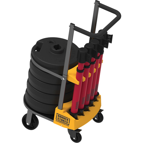 PLUS Barrier Post Cart Kit, 75' L, Metal, Red - Banner Stakes PL4079
