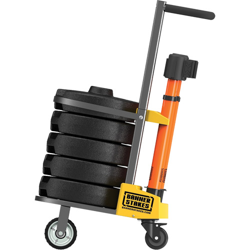 Chariot de transport pour barri&egrave;re PLUS, 75' lo, M&eacute;tal, Orange - Banner Stakes PL4000-O