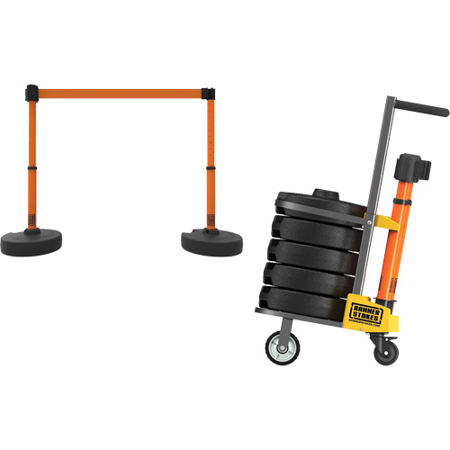 Chariot de transport pour barri&egrave;re PLUS, 75' lo, M&eacute;tal, Orange - Banner Stakes PL4000-O