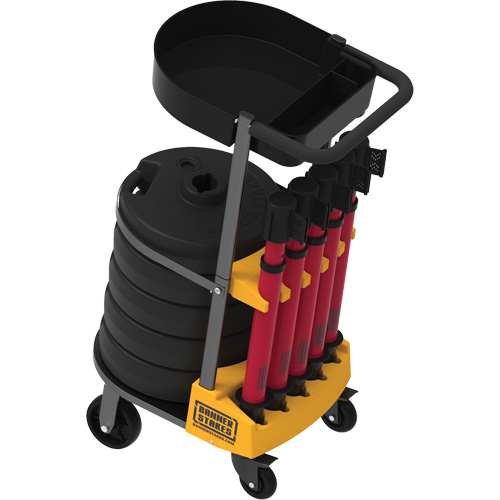 PLUS Barrier Post Cart Kit with Tray, 75' L, Metal, Yellow - Banner Stakes PL4000-RT