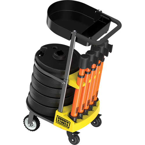 PLUS Barrier Post Cart Kit with Tray, 75' L, Metal, Orange - Banner Stakes PL4017T