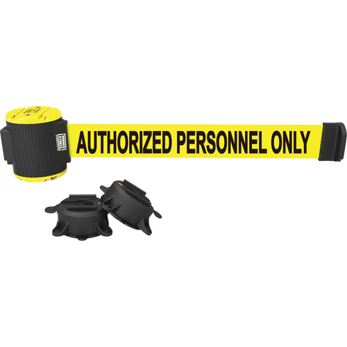 Wall Mount Barrier, Plastic, Magnetic Mount, 30', Yellow Tape - Banner Stakes MH5003