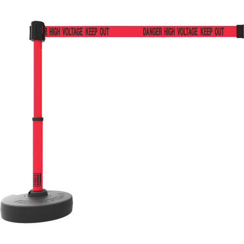 PLUS Barrier Post Set, Plastic, 42" H, Red Tape, 15' Tape Length - Banner Stakes PL4096