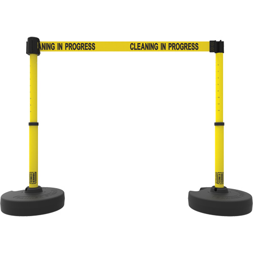 Ensemble de deux montants pour barri&egrave;re PLUS, Plastique, 42" h, Ruban Jaune, Longueur du ruban 15' - Banner Stakes PL4288