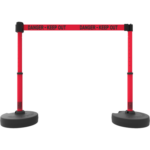 PLUS Barrier Post Set X2, Plastic, 42" H, Red Tape, 15' Tape Length - Banner Stakes PL4294