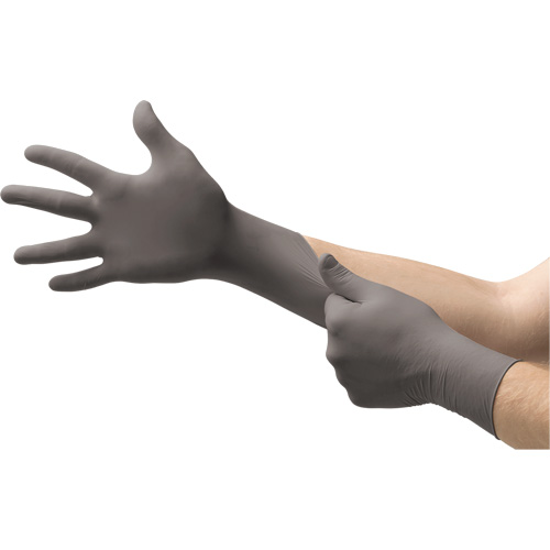 Gants jetables TouchNTuff 93-250, 9/Grand, Nitrile, 5,1 mils/7,9-mil, Sans poudre, Gris - Ansell 93250090
