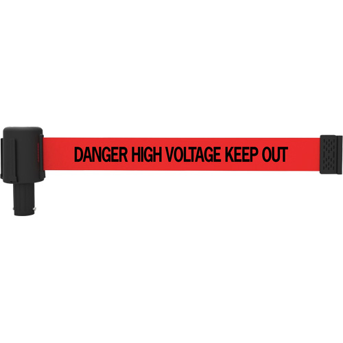 Cassette de banni&egrave;re PLUS, Danger High Voltage Keep Out, 15', Ruban Rouge - Banner Stakes PL4052