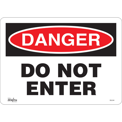 "Do Not Enter" Sign, 10" x 14", Vinyl, English - Zenith Safety Products 