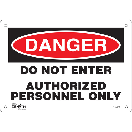 "Authorized Personnel Only" Sign, 7" x 10", Plastic, English - Zenith Safety Products 