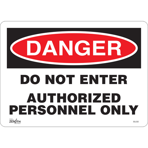 Enseigne Authorized Personnel Only, 10" x 14", Aluminium, Anglais - Produits de sécurité Zenith 