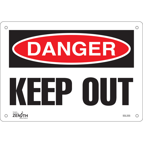Enseigne Keep Out, 7" x 10", Aluminium, Anglais - Produits de sécurité Zenith 