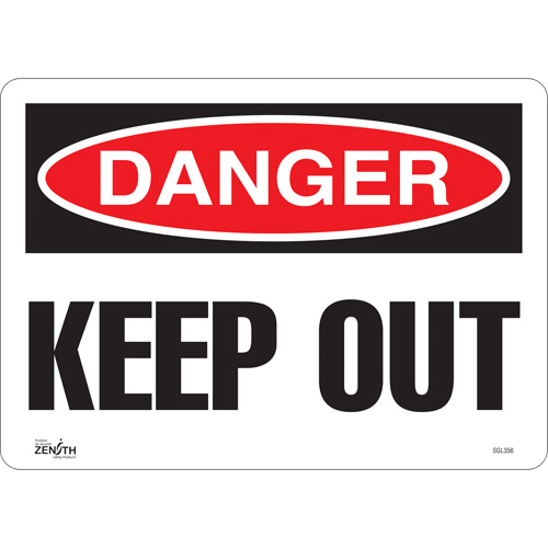 "Keep Out" Sign, 10" x 14", Vinyl, English - Zenith Safety Products 