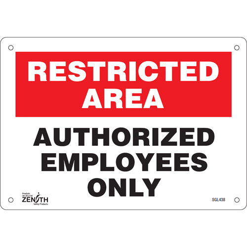 Enseigne Authorized Personnel Only, 7" x 10", Plastique, Anglais - Produits de sécurité Zenith 