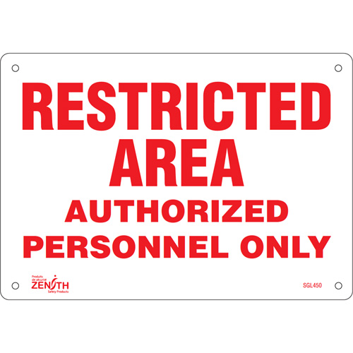 Enseigne Authorized Personnel Only, 7" x 10", Plastique, Anglais - Produits de sécurité Zenith 
