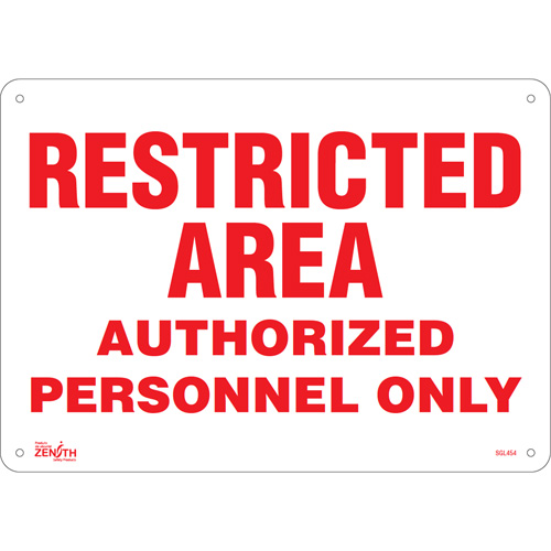 Enseigne Authorized Personnel Only, 10" x 14", Aluminium, Anglais - Produits de sécurité Zenith 