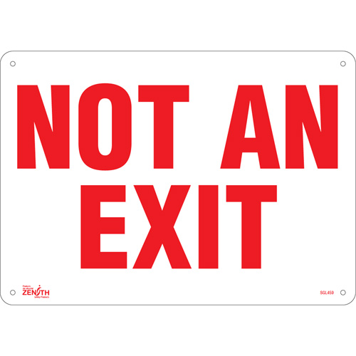 "Not An Exit" Sign, 10" x 14", Plastic, English - Zenith Safety Products 
