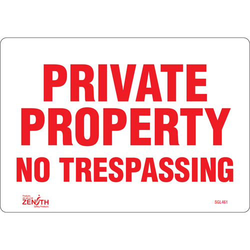 Enseigne Private Property, 7" x 10", Vinyle, Anglais - Produits de sécurité Zenith 