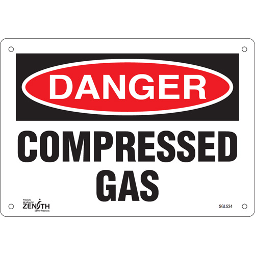Enseigne Compressed Gas, 7" x 10", Plastique, Anglais - Produits de sécurité Zenith 