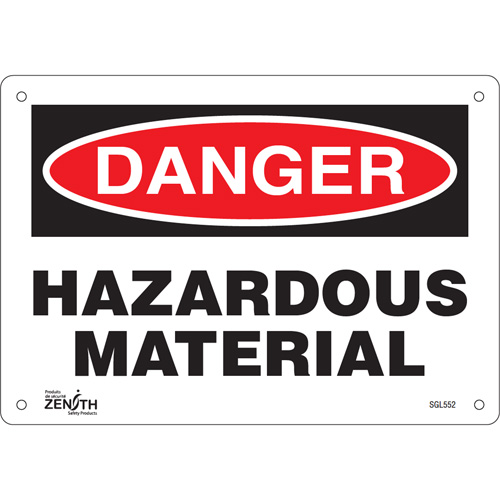 "Hazardous Material" Sign, 7" x 10", Plastic, English - Zenith Safety Products 