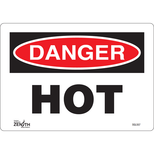 Enseigne Danger Hot, 7" x 10", Vinyle, Anglais - Produits de sécurité Zenith 