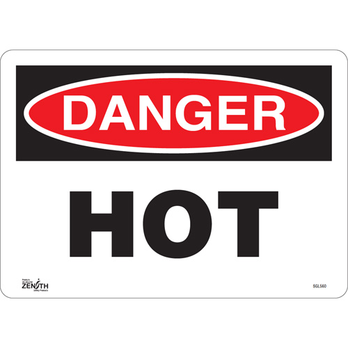 "Danger Hot" Sign, 10" x 14", Vinyl, English - Zenith Safety Products 