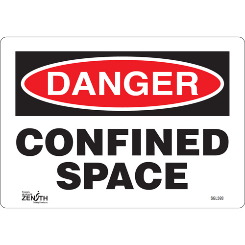 Enseigne Confined Space, 7" x 10", Vinyle, Anglais - Produits de sécurité Zenith 